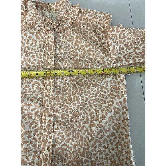 J.Crew Button Up Shirt 2 Leopard Womens Classic Ruffled Collard New NWT $89.50 - Picture 10 of 10